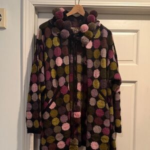 Colorful  Wool Polka Dot Teddy Jacket with creative details warm